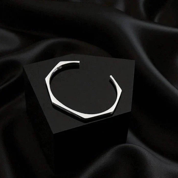 Stainless Steel Hexagon Cuff Bangle